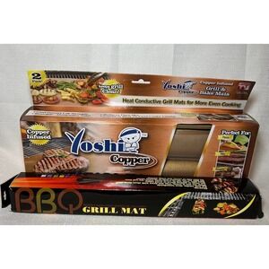 Yoshi Copper Grill Bake‎ Mats 2 Pack Heat Conductive Nonstick BBQ Grilling